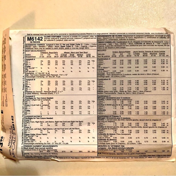 McCall’s M6142 Child’s (Sizes 2-4) Clown Sewing Pattern Uncut - Picture 4 of 12